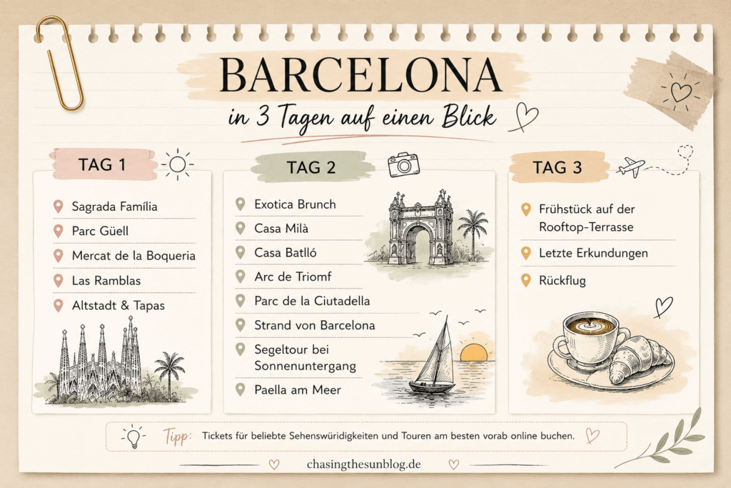 3 Tage Barcelona Reiseplan mit Sehenswürdigkeiten