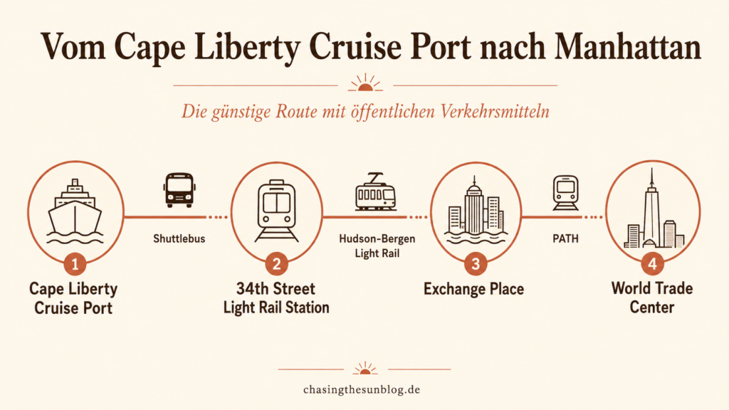 Von Bayonne nach New York Route
